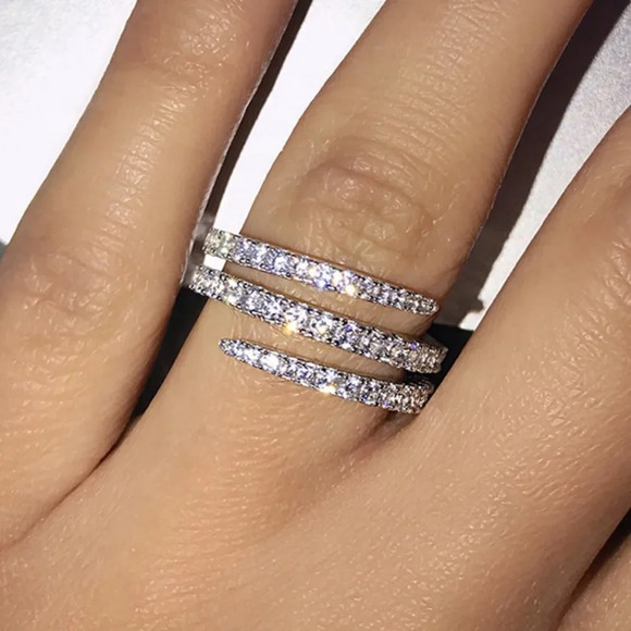 💎Fever Macro Pave Beautiful Thin Stackable Rings for Women, MARR9197 - Picture 1 of 6